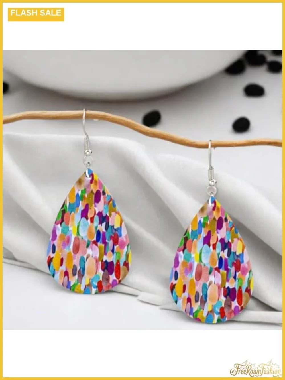 Hand Cut Leather Teardrop Drop Dangle Earrings Hypoallergenic Nickel Free Hook
